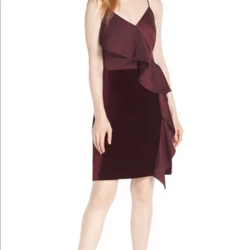 Chelsea 28 Ruffle Front Stretch Velvet Dress